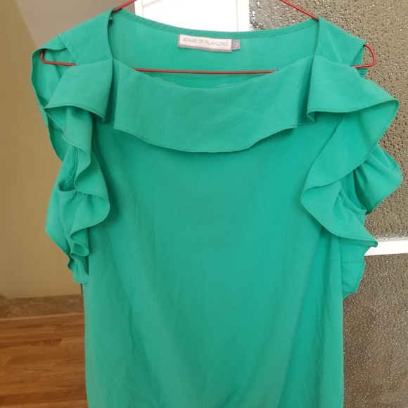 Stage of Playlord Tops - Green Ruffle Work Blouse (Stage of Playlord, 2)
